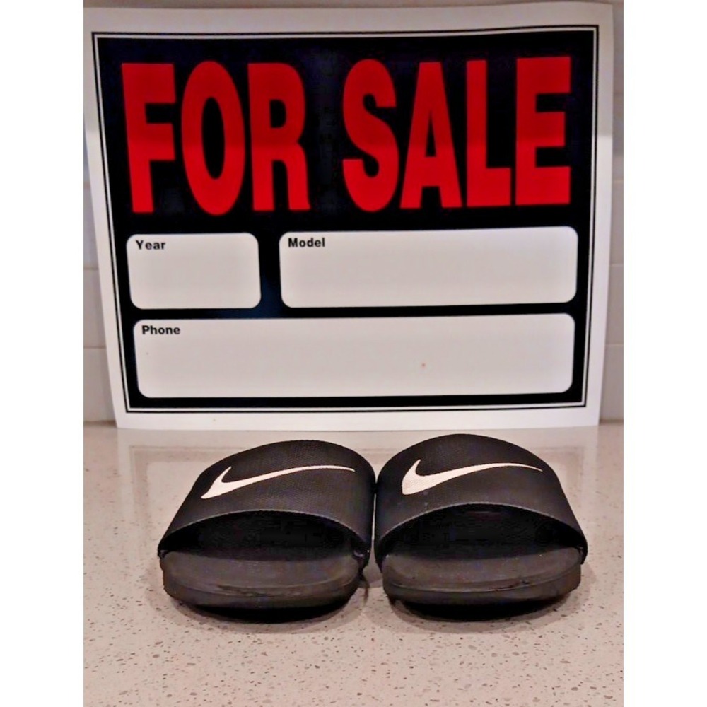 Nike Kawa Slide Sandals Black/White 819352-001 Boys Youth Size 7Y